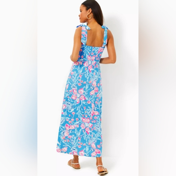 NWT Lilly Pulitzer Kailua Smocked Maxi Dress Multi Bahamian Rhapsody Large - Picture 2 of 11